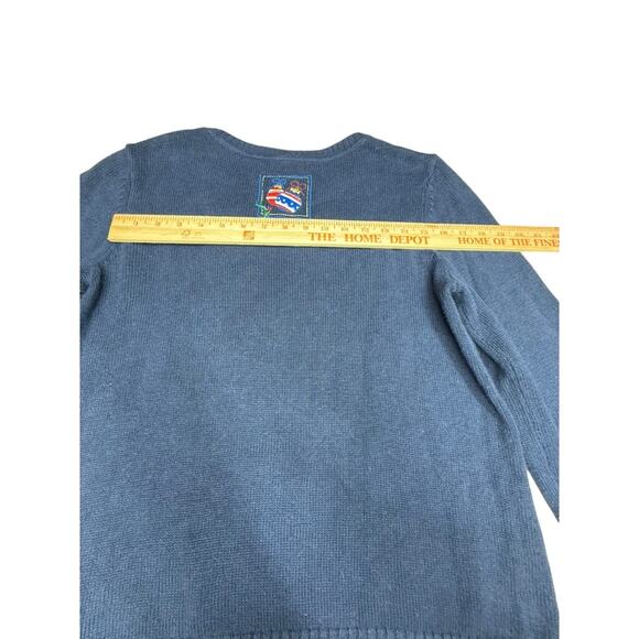 "Christopher & Banks" Vintage Patchwork Christmas Sweater Snowman SZ L Ugly Warm - Picture 11 of 11